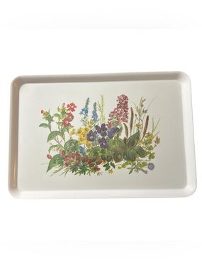 Vintage U. Band Wildflower Botanical Melamine‎ Tray Cottagecore Vanity Serving